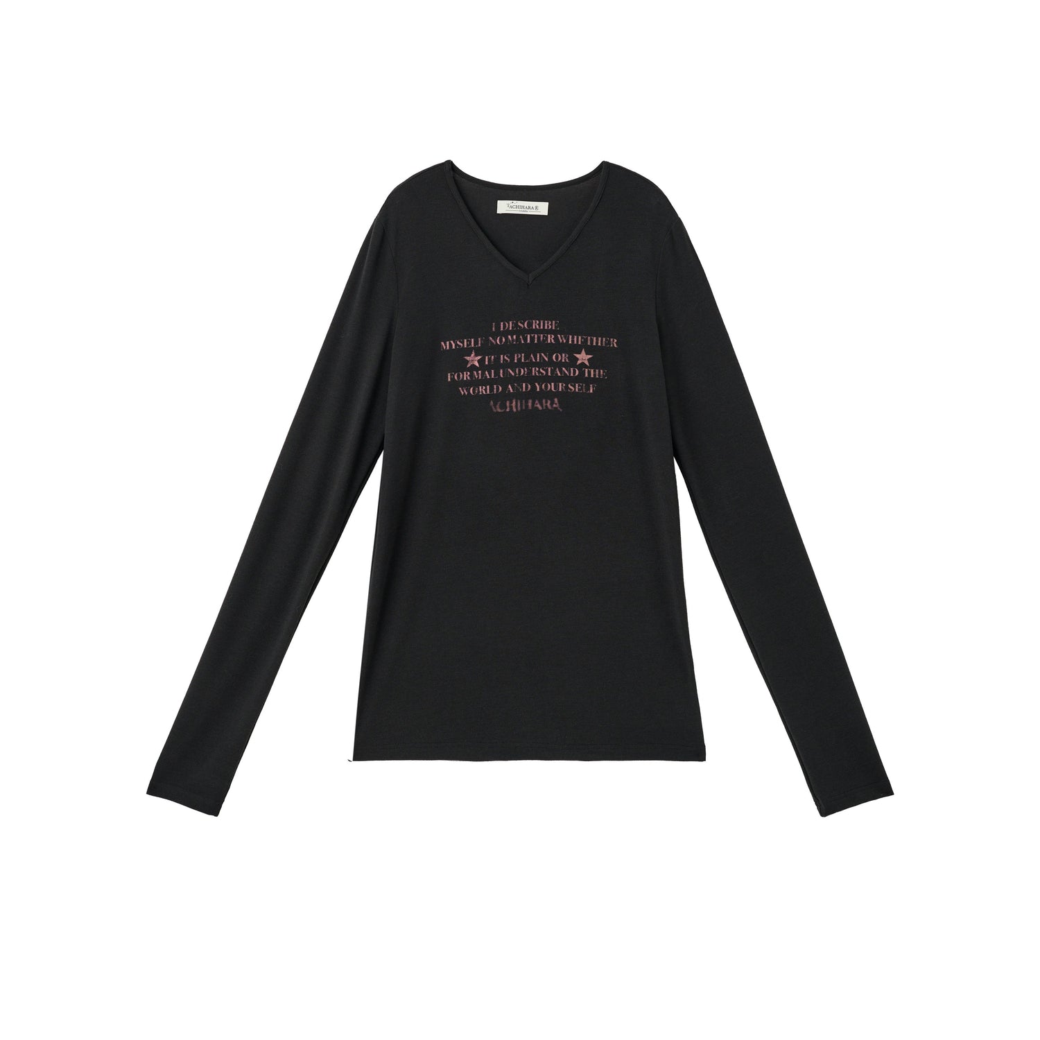 Achihara Long Sleeve T-Shirt With Inspirational Print Describe Yourself Beyond Rules