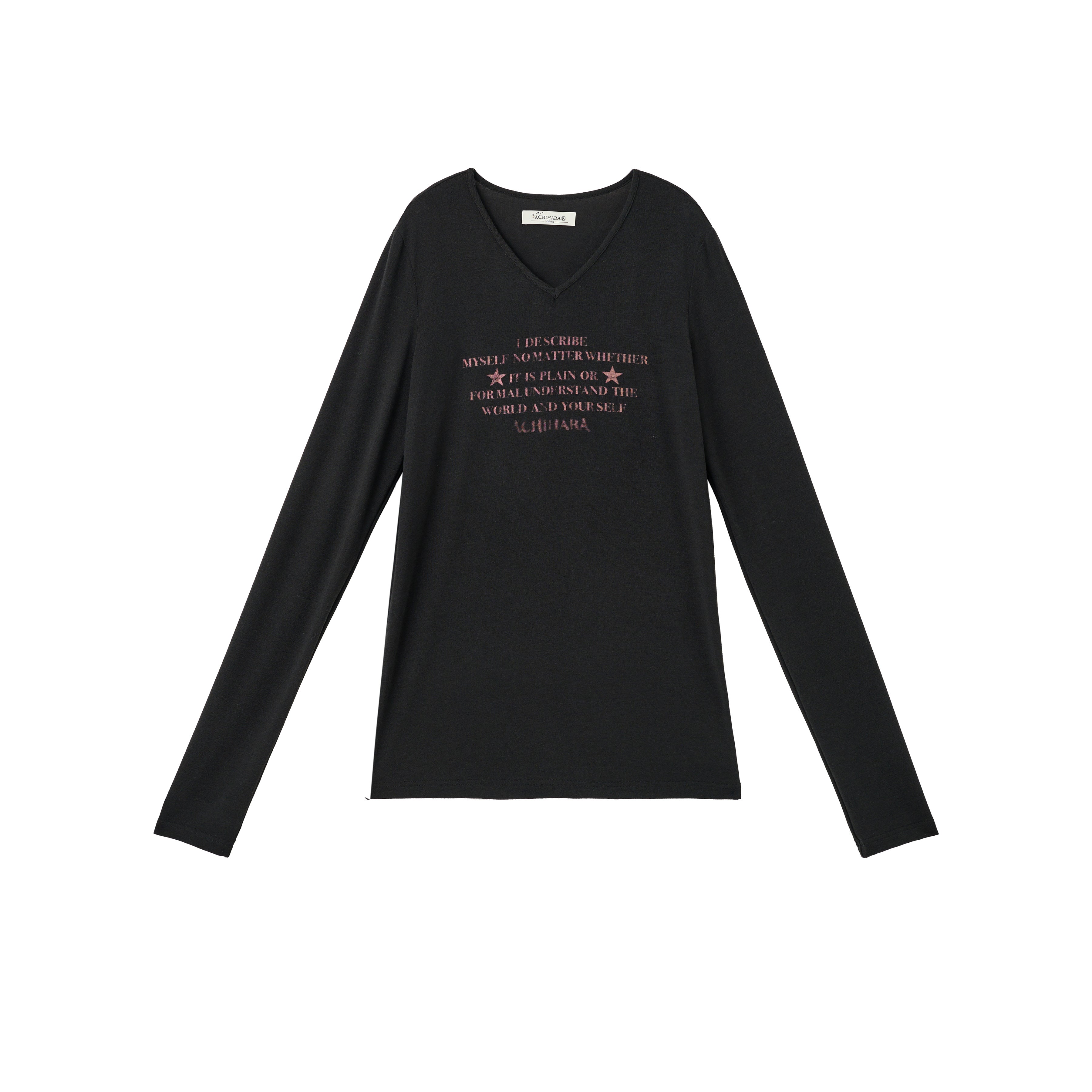 Achihara Long Sleeve T-Shirt With Inspirational Print Describe Yourself Beyond Rules
