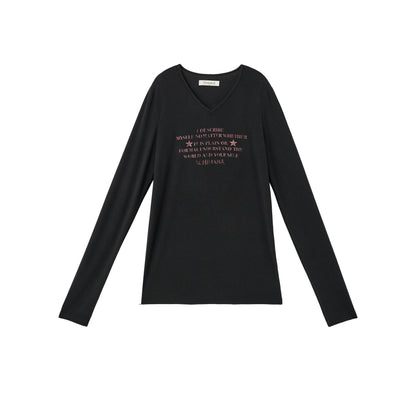 Achihara Long Sleeve T-Shirt With Inspirational Print Describe Yourself Beyond Rules