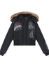 Achihara Vintage Han Stone Print Detachable Hood Puffer