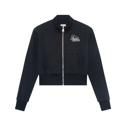 Achihara Church Kiss Embroidered Cropped Hooded Jacket