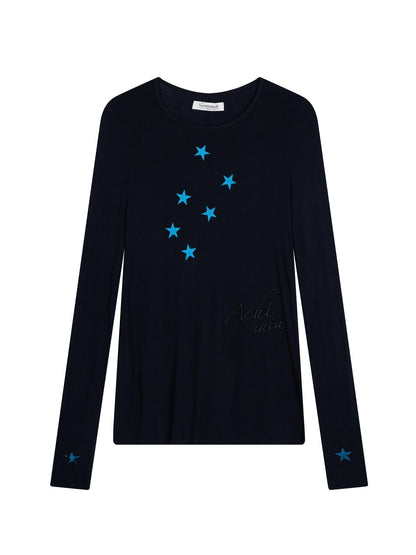 Achihara Starry Sunscreen Print Knit Tee