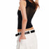 ALINNV STUDIO Irregular Cutout Semi Sheer Knit Vest V Neck T Shirt Long Sleeve