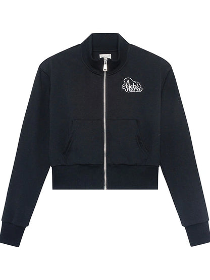 Church Kiss Embroidered Cropped Hooded Jacket