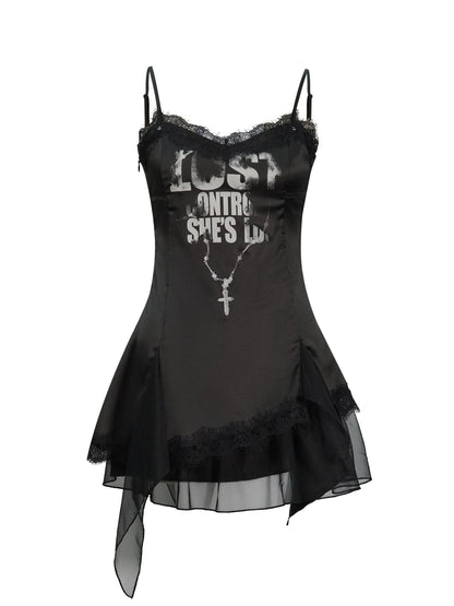 Chain Print Satin Slip Dress