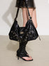2th Desire Vintage Y2 K Black Brown Leather Shoulder Tote
