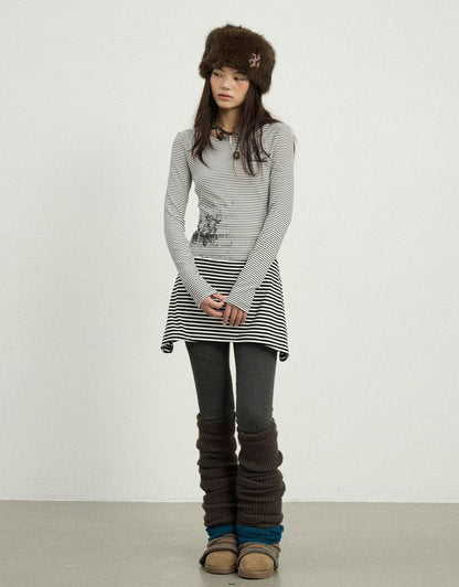 Achihara Black Love Striped Rock Dress