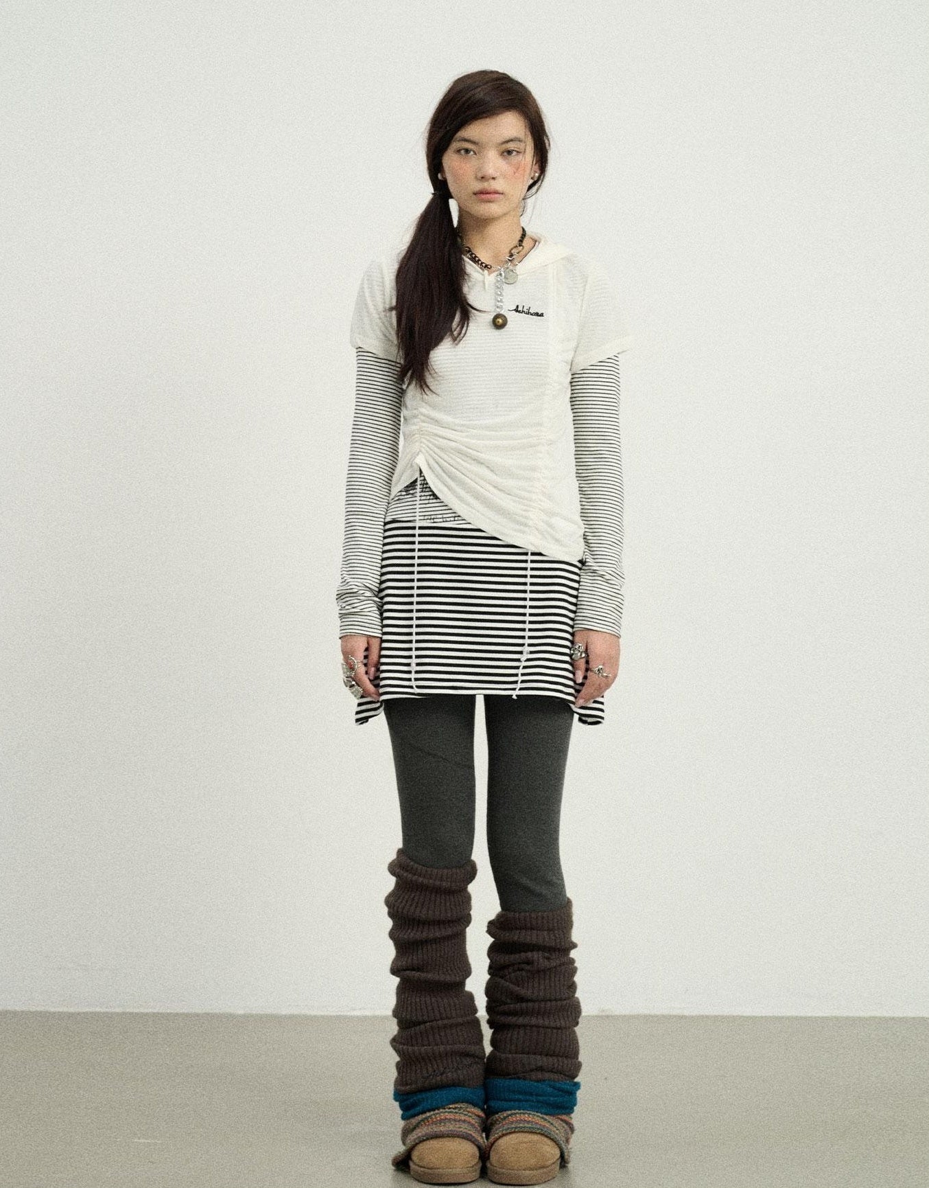 Achihara Black Love Striped Rock Dress