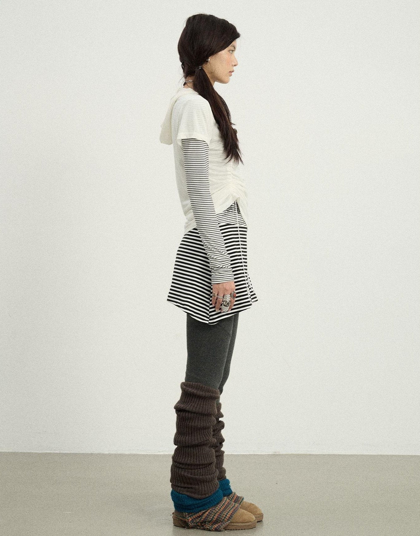 Achihara Black Love Striped Rock Dress