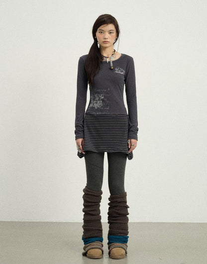 Achihara Black Love Striped Rock Dress