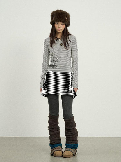 Achihara Black Love Striped Rock Dress