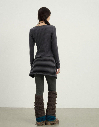 Achihara Black Love Striped Rock Dress