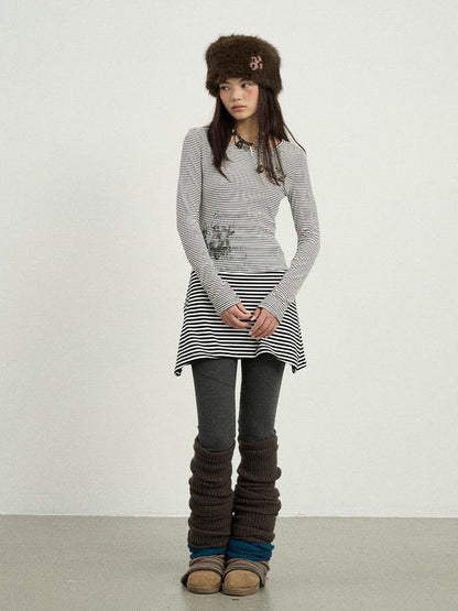 Achihara Black Love Striped Rock Dress
