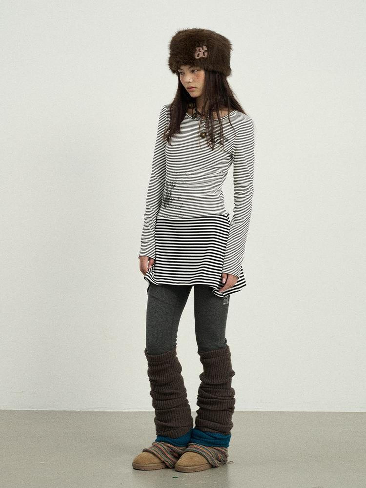 Achihara Black Love Striped Rock Dress