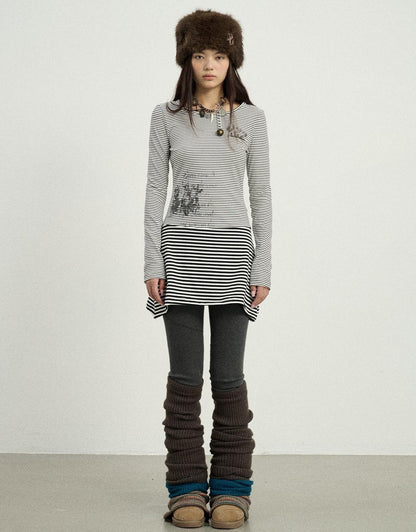 Achihara Black Love Striped Rock Dress