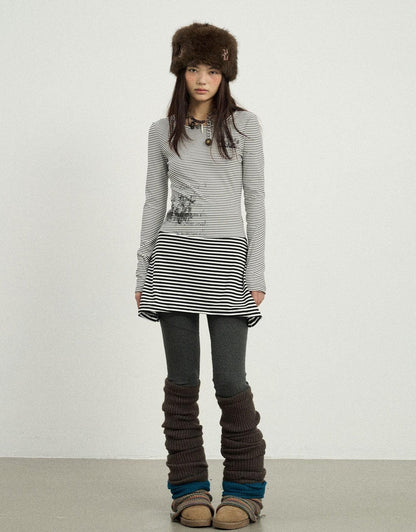Achihara Black Love Striped Rock Dress