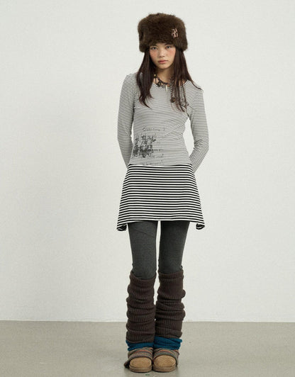 Achihara Black Love Striped Rock Dress