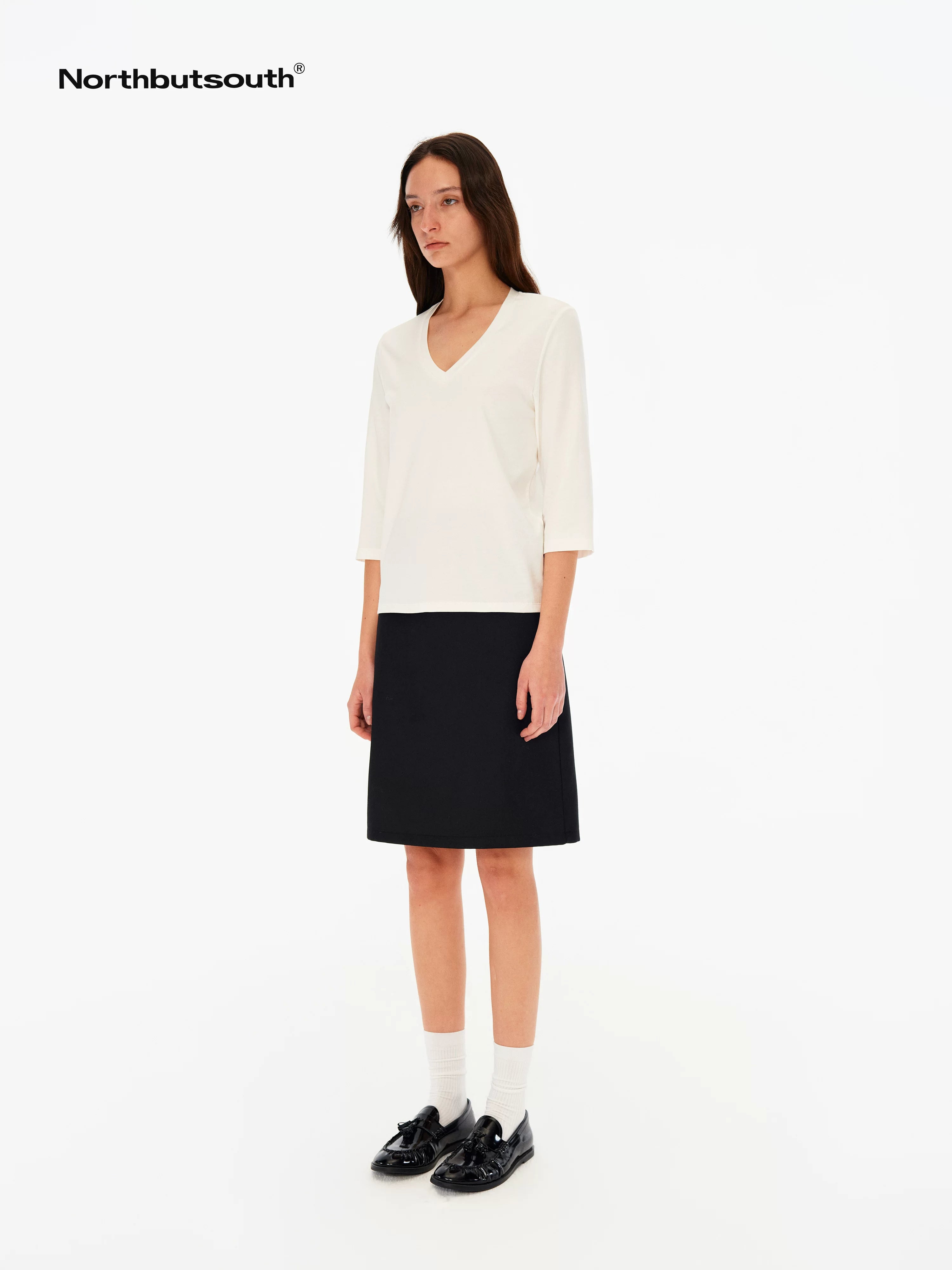 Black Mid Low Waist A Line Women&