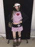 Black Pink Polka Dot Low Waist Pleated Bubble Dresses