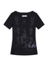 Achihara Romanesque Print Tee V-neck T-shirt Long-Sleeve