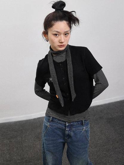 Achihara Spider Studded Short Sleeve Open Front Cardigan