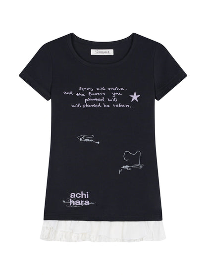 Time Bandage Floral Trim Tee