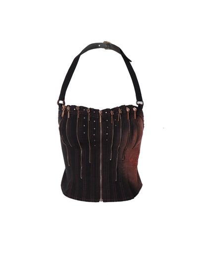 Embroidery Vintage Denim Corset Top