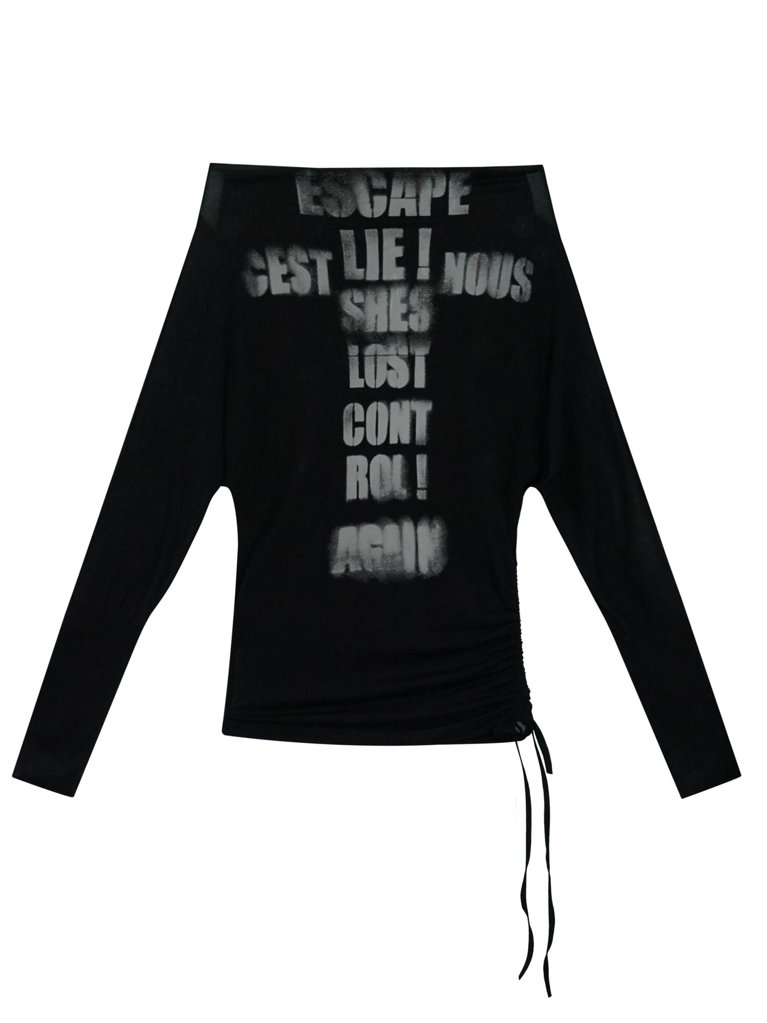 Cross Print Rayon Batwing Long Sleeve Tee