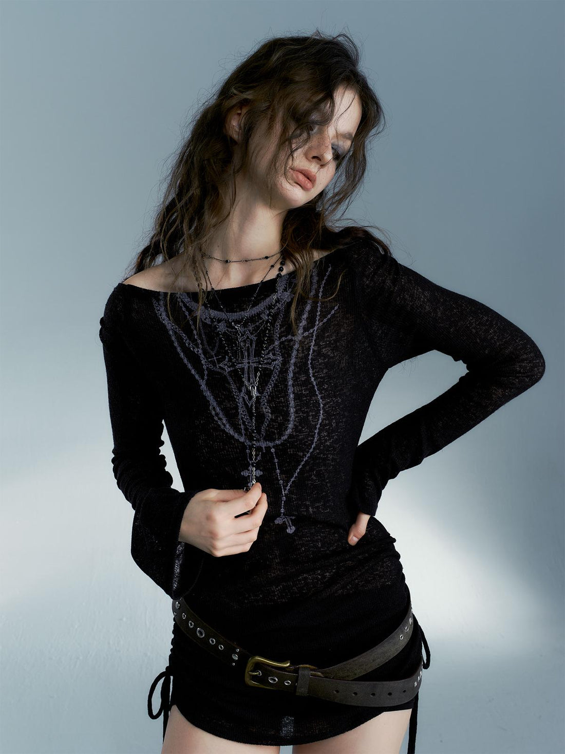 STRIKE A POSE Black Sexy Off-Shoulder Long Sleeve T-Shirt For Women