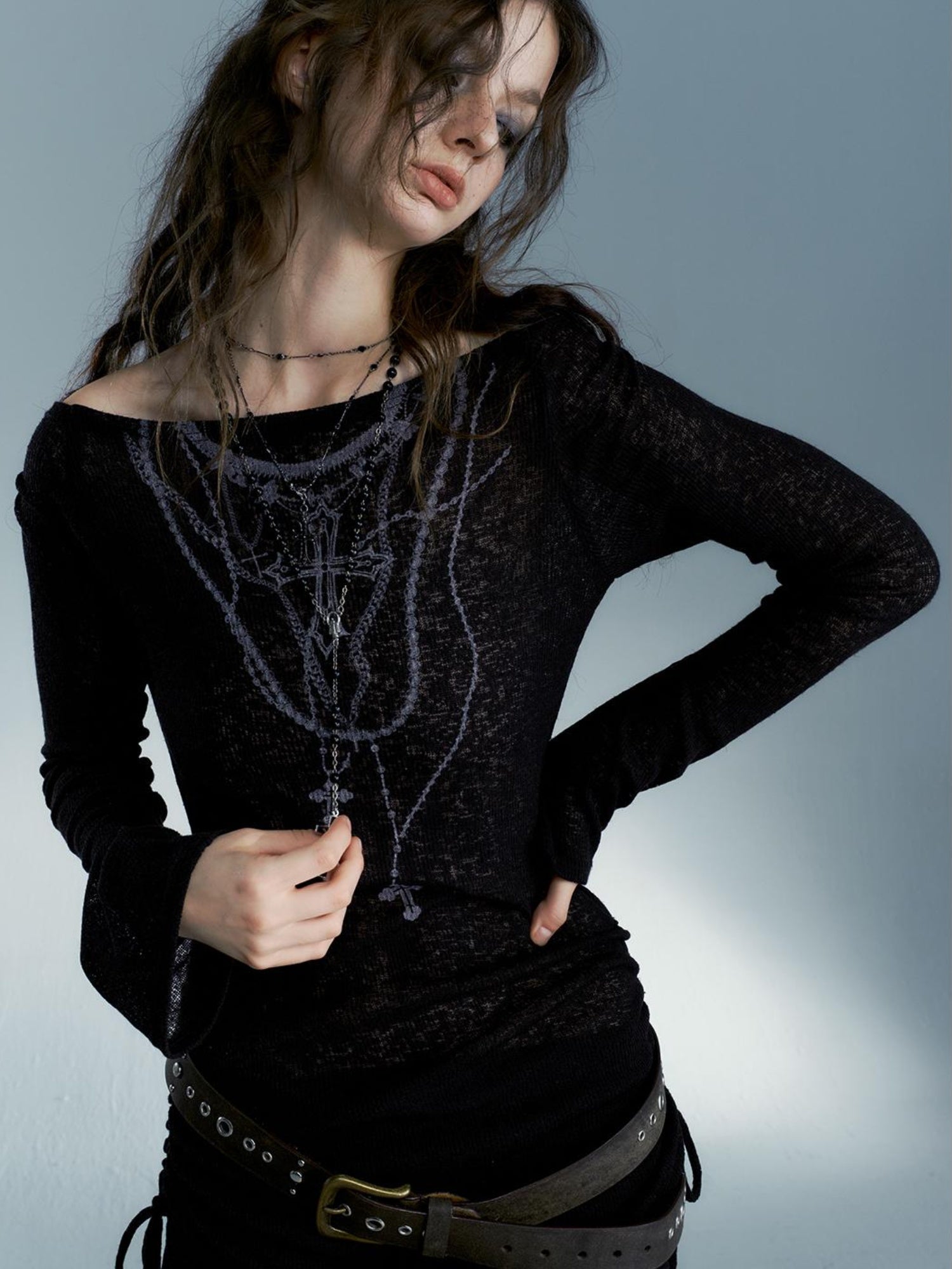 STRIKE A POSE Black Sexy Off-Shoulder Long Sleeve T-Shirt For Women