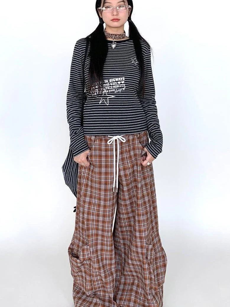 Black Straight Wide Leg Cargo Pants Women Casual Trousers