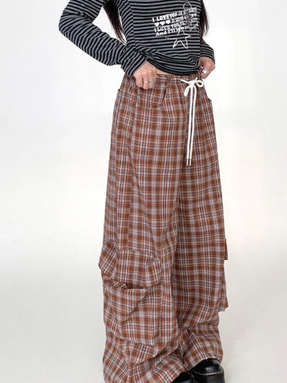 Black Straight Wide Leg Cargo Pants Women Casual Trousers