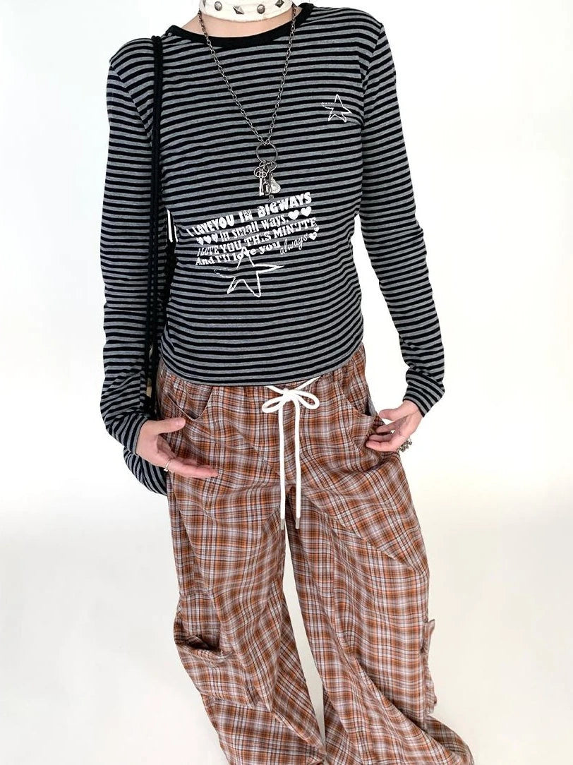 Black Straight Wide Leg Cargo Pants Women Casual Trousers