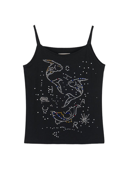 Achihara Tropical Fish Rhinestone Summer Tee &amp; Tank Top Set