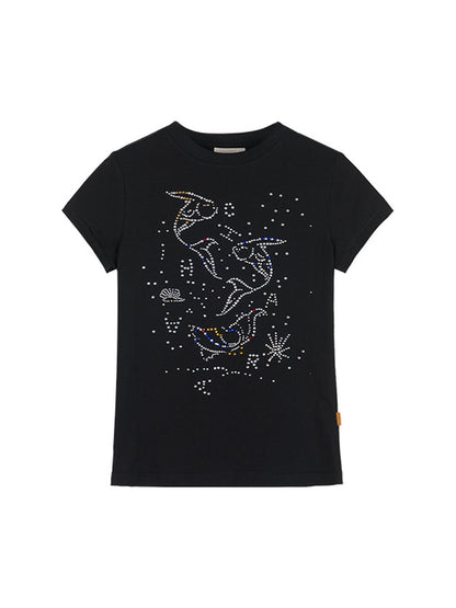 Achihara Tropical Fish Rhinestone Summer Tee &amp; Tank Top Set