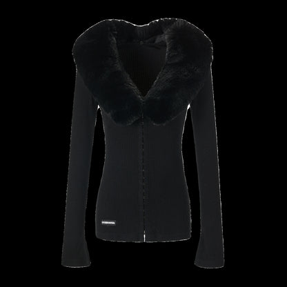 Update Anti Being General Faux Fur Collar Knit Set Edgy Two Piece Outfit
