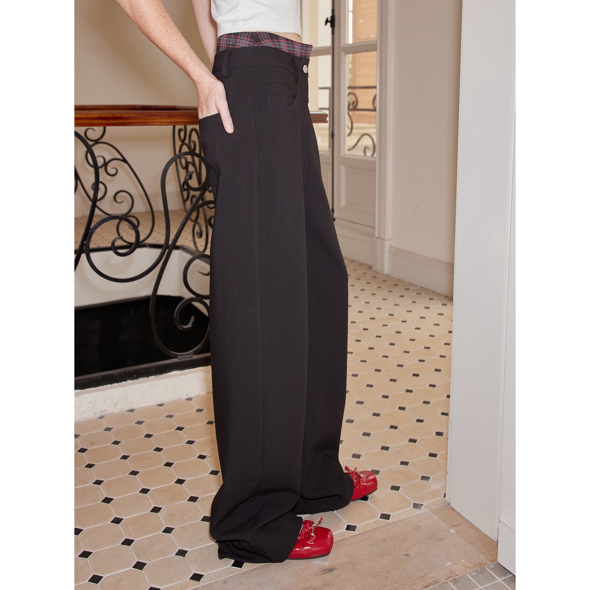 2th Desire Plaid Punk Detachable Skirt Overlay Trousers