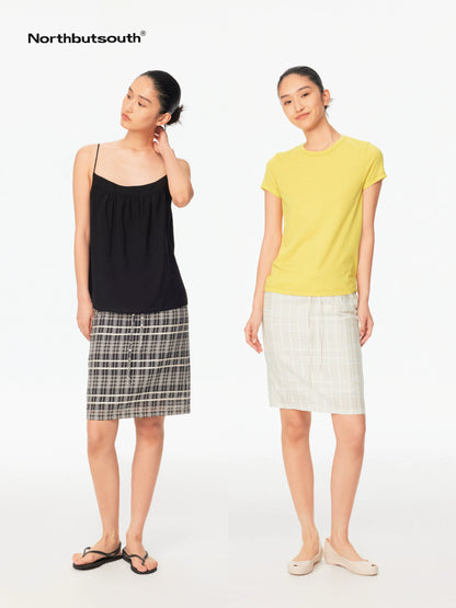 Black White Check Textured Convertible Strapless Women&
