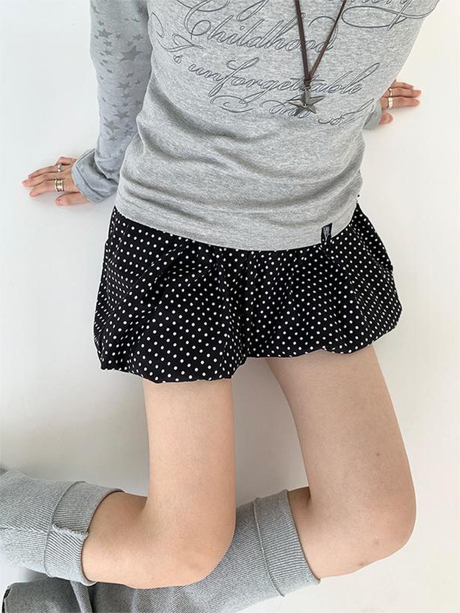 atrandom Black White Flared Ballet Skirt With Safety Shorts Dresses