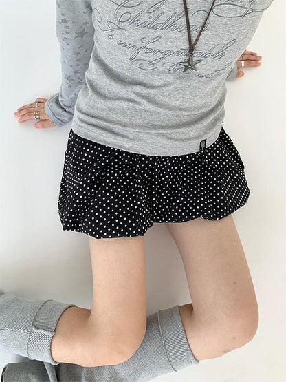 atrandom Black White Flared Ballet Skirt With Safety Shorts Dresses