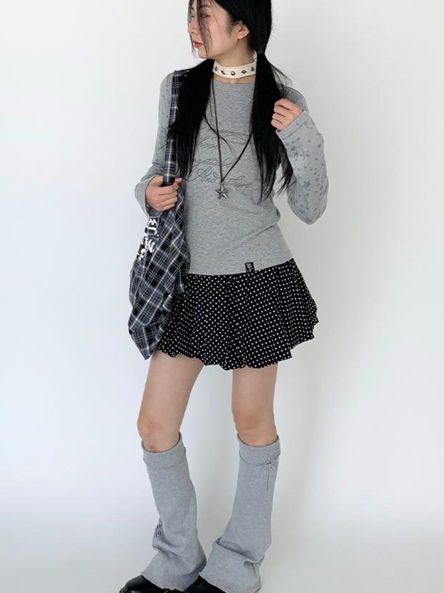 atrandom Black White Flared Ballet Skirt With Safety Shorts Dresses
