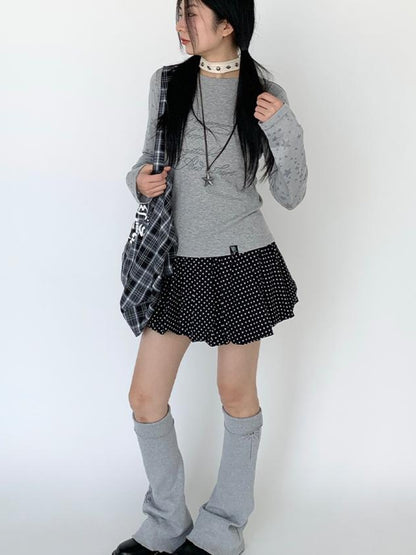 atrandom Black White Flared Ballet Skirt With Safety Shorts Dresses