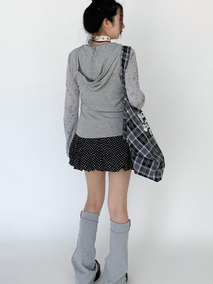atrandom Black White Flared Ballet Skirt With Safety Shorts Dresses