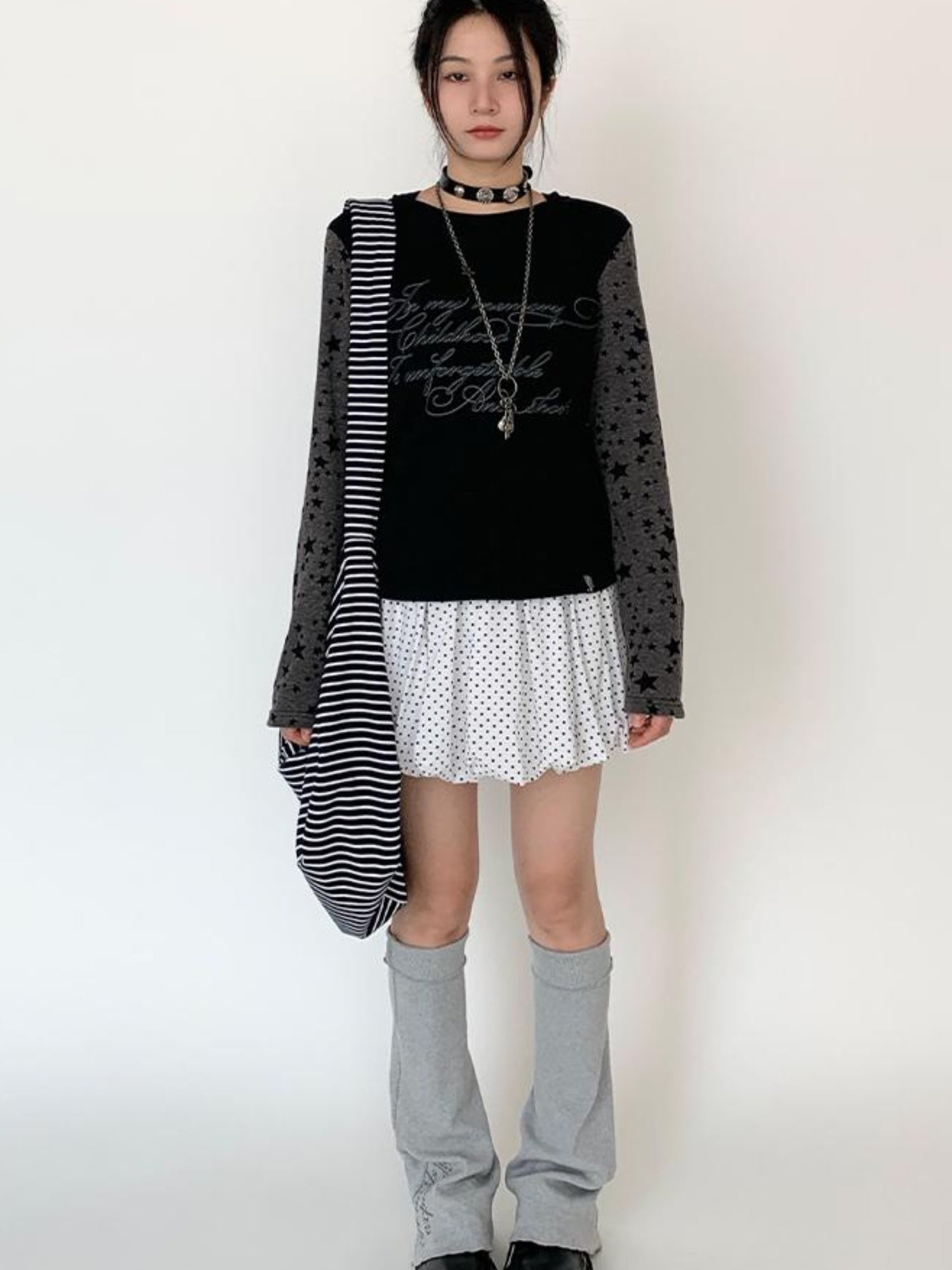 atrandom Black White Flared Ballet Skirt With Safety Shorts Dresses