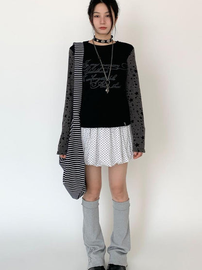 atrandom Black White Flared Ballet Skirt With Safety Shorts Dresses