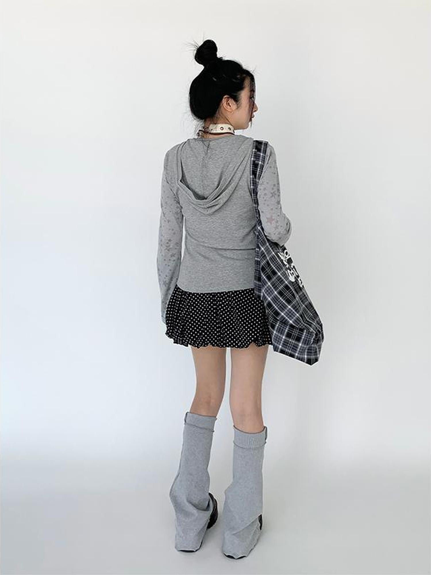 atrandom Black White Flared Ballet Skirt With Safety Shorts Dresses