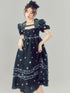 DIDDI MODA Black White Floral Smocked Babydoll Dress With Back Cutout