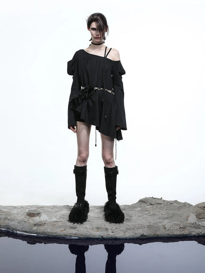 Lunar Shoulder Draped Knit Tunic