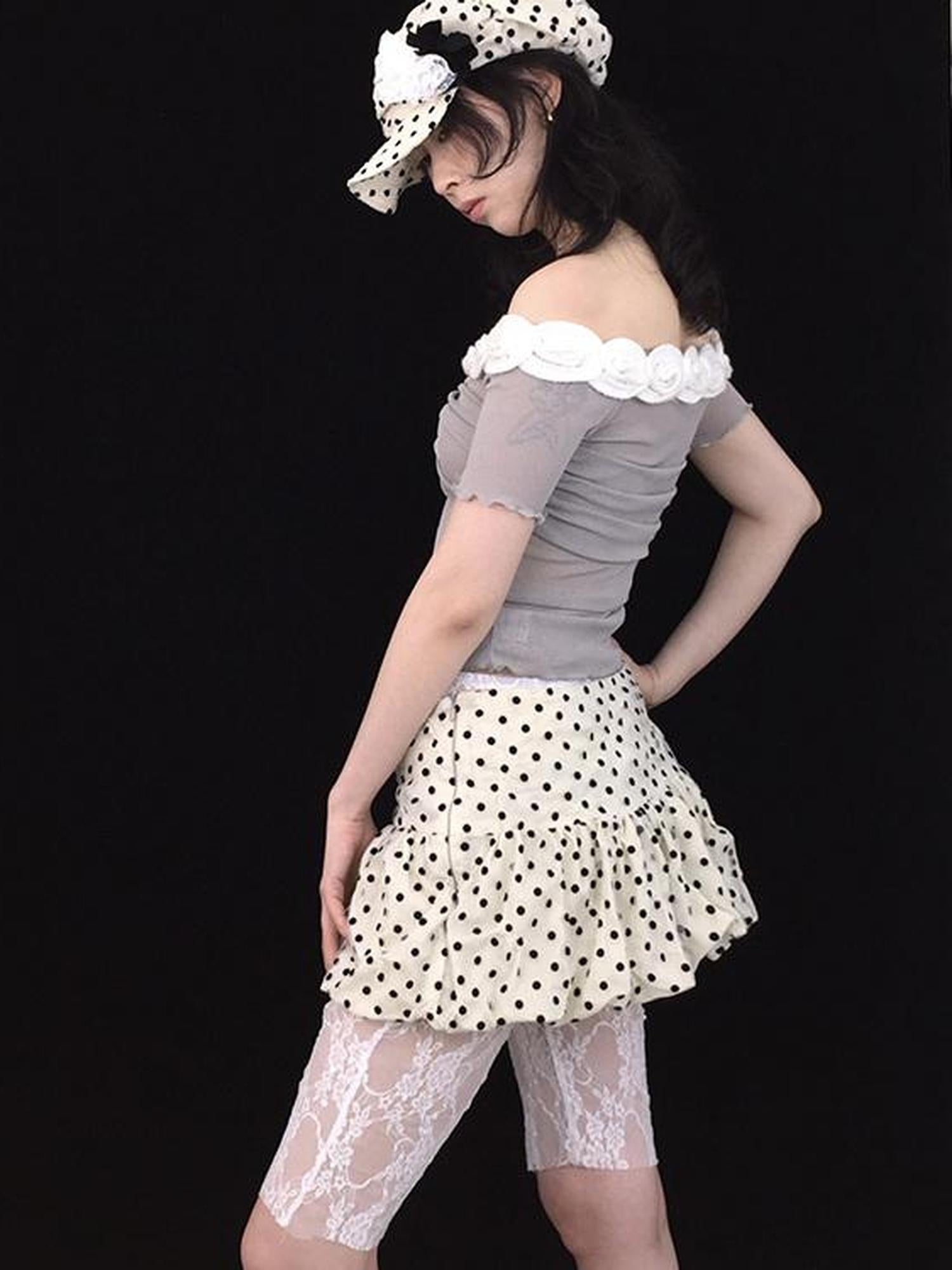 Ttsunami Black Yellow Polka Dot Ruffle Ballet Mini Dress