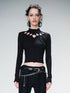 UpdateNN NORTH NODE Knitted Beaded Cutout Turtleneck Top